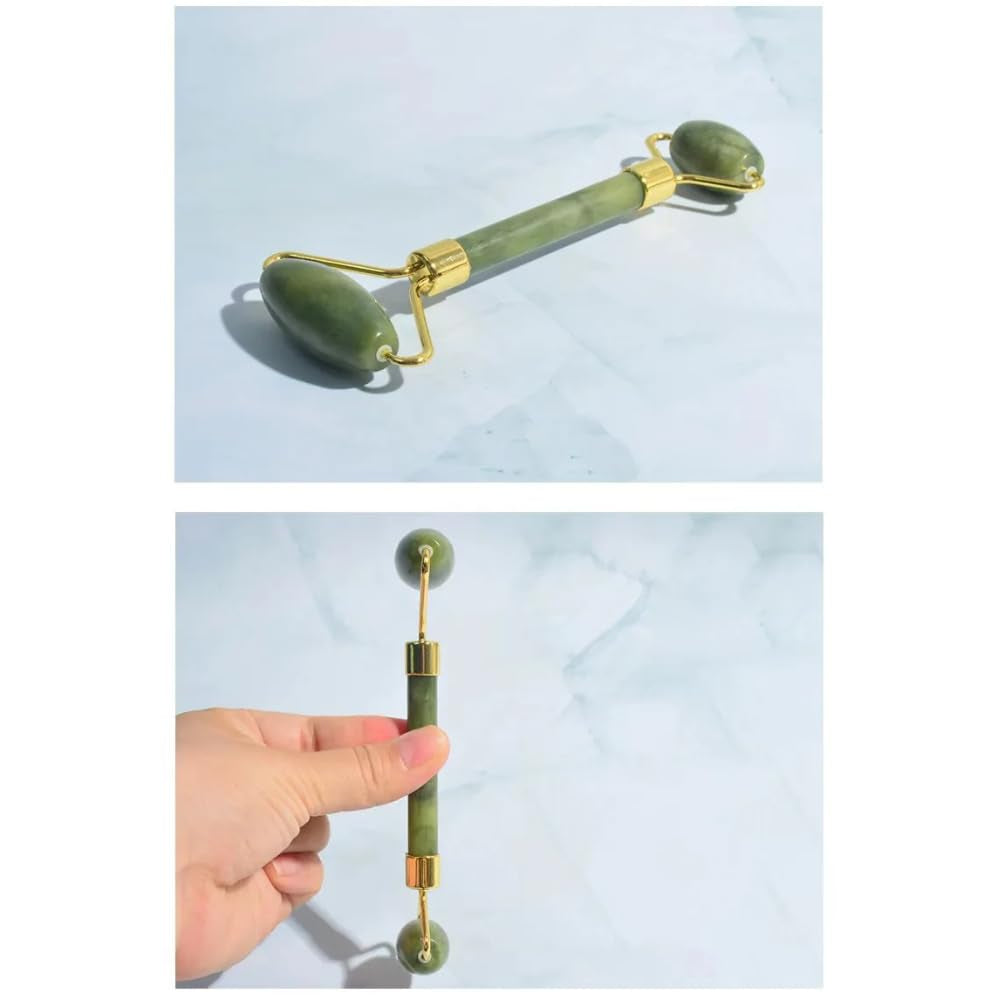 "" Jade Roller & Gua Sha Facial Tool Set: Boost Radiance and Relaxation with Gentle Massage - Reduce Puffiness, Improve Circulation, and Enhance Skincare Routine"", Green