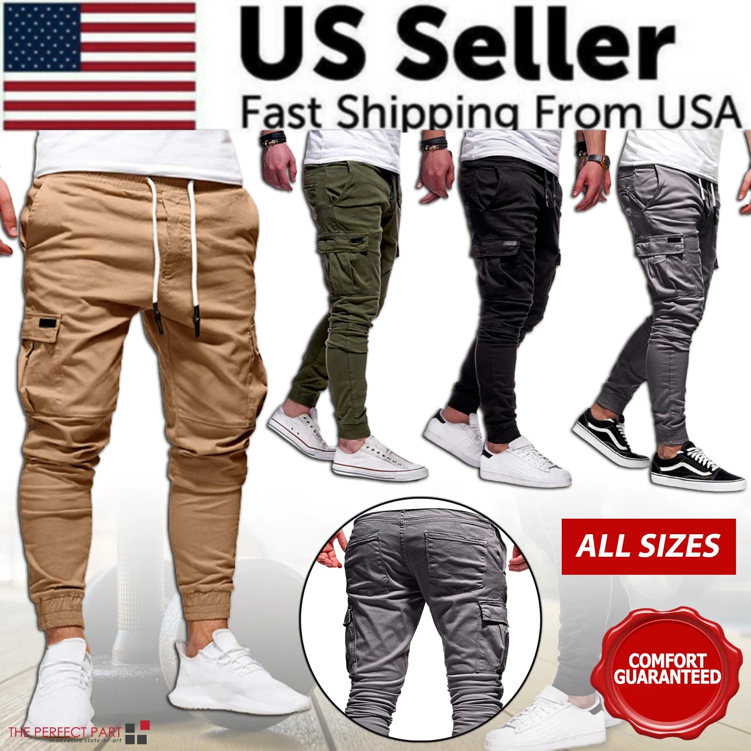 Men'S Casual Joggers Pants Sweatpants Cargo Combat Loose Sport Workout Trousers