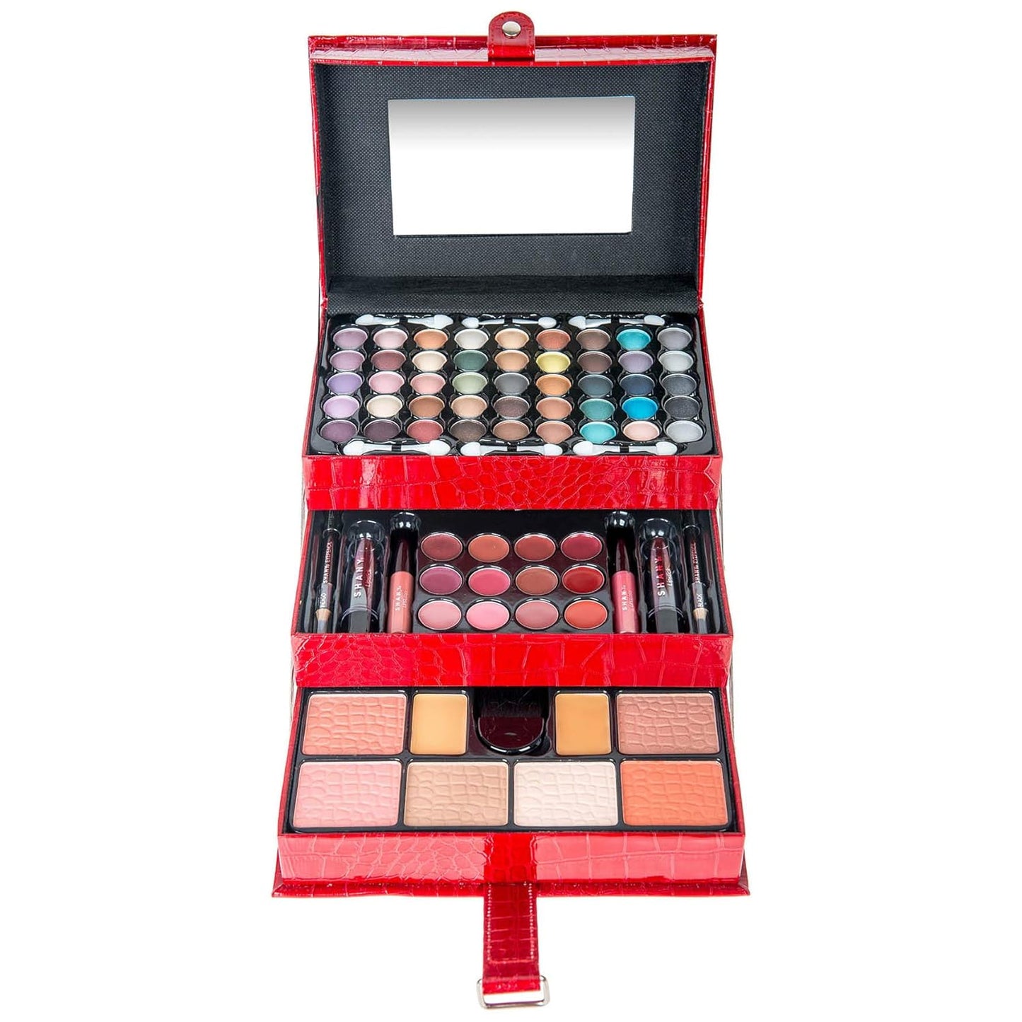 All in One Makeup Kit (Eyeshadow, Blushes, Face Powder, Lipstick, Eye Liners, Makeup Pencils and Makeup Mirror - Makeup Set with Reusable Makeup Storage Box - Red