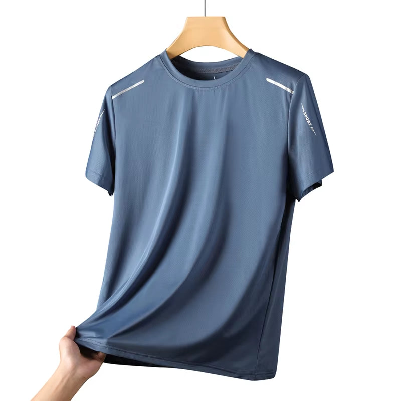 Men'S Running Quick Drying T-Shirts Breathable Hiking Fishing Tees Soft Elasticity Outdoor Sports Short Shirt Summer