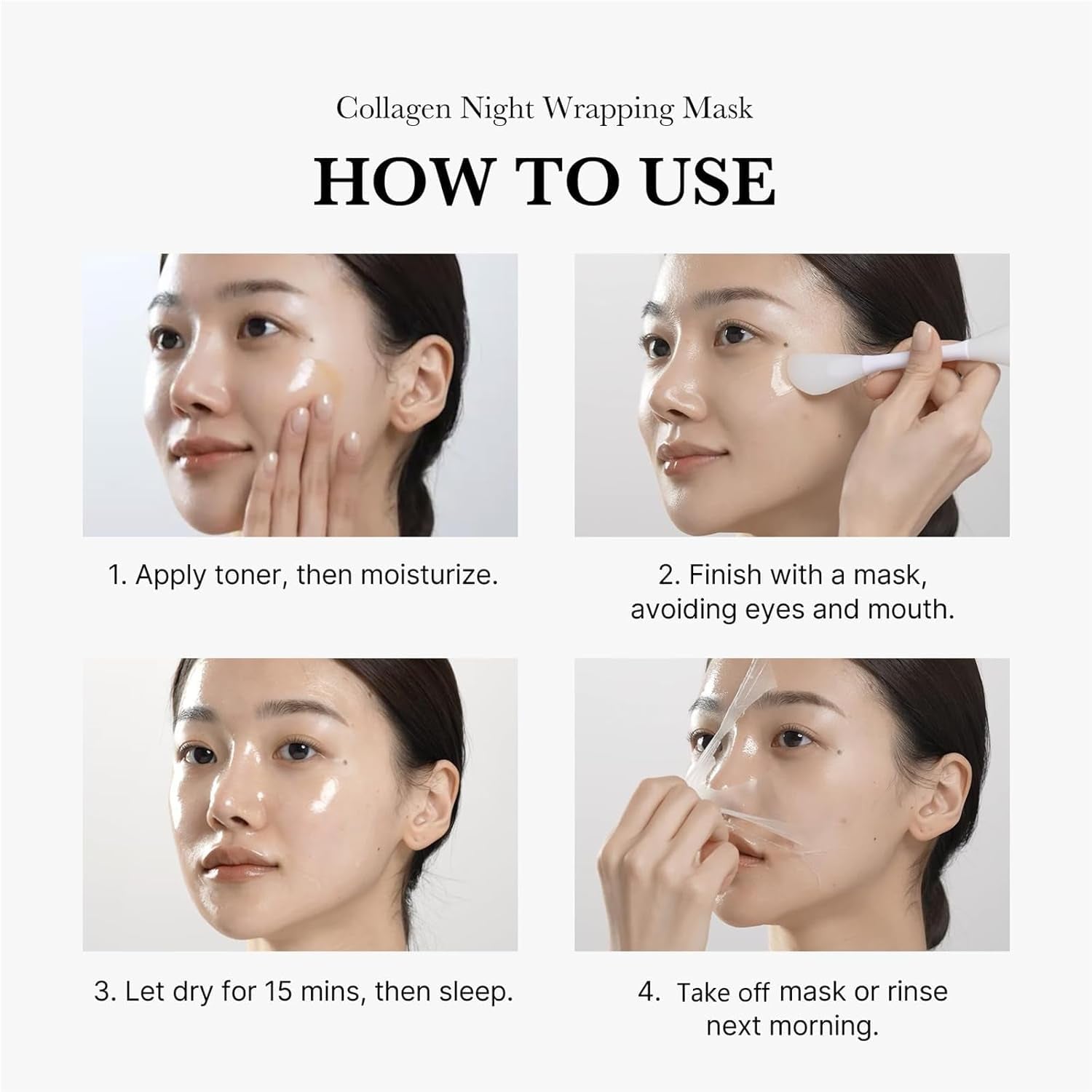 Collagen Night Wrapping Mask, Hydrolyzed Collagen Peel off Facial Mask, Elasticity & Hydration Care, Reduces Sagging & Dullness,Hydrolyzed Collagen for Glowing Skin，Korean Skin Care (2Pcs)