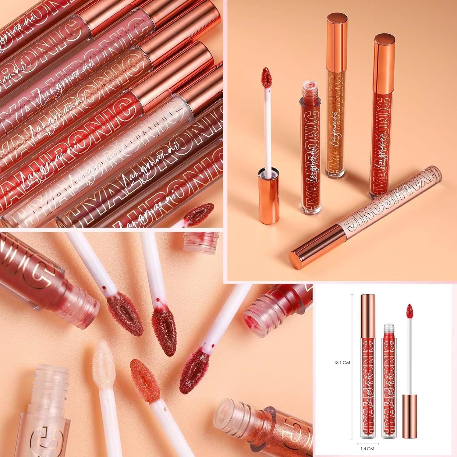 Nude Brown Lip Gloss Plumping Glitter Lip Gloss for Girls Women Lip Plumping Tinted Lipgloss High Pigment Plumper Long Lasting Moisturizing Lip Gloss Oil Shimmer Natural Lipstick Lip Liner(02#)