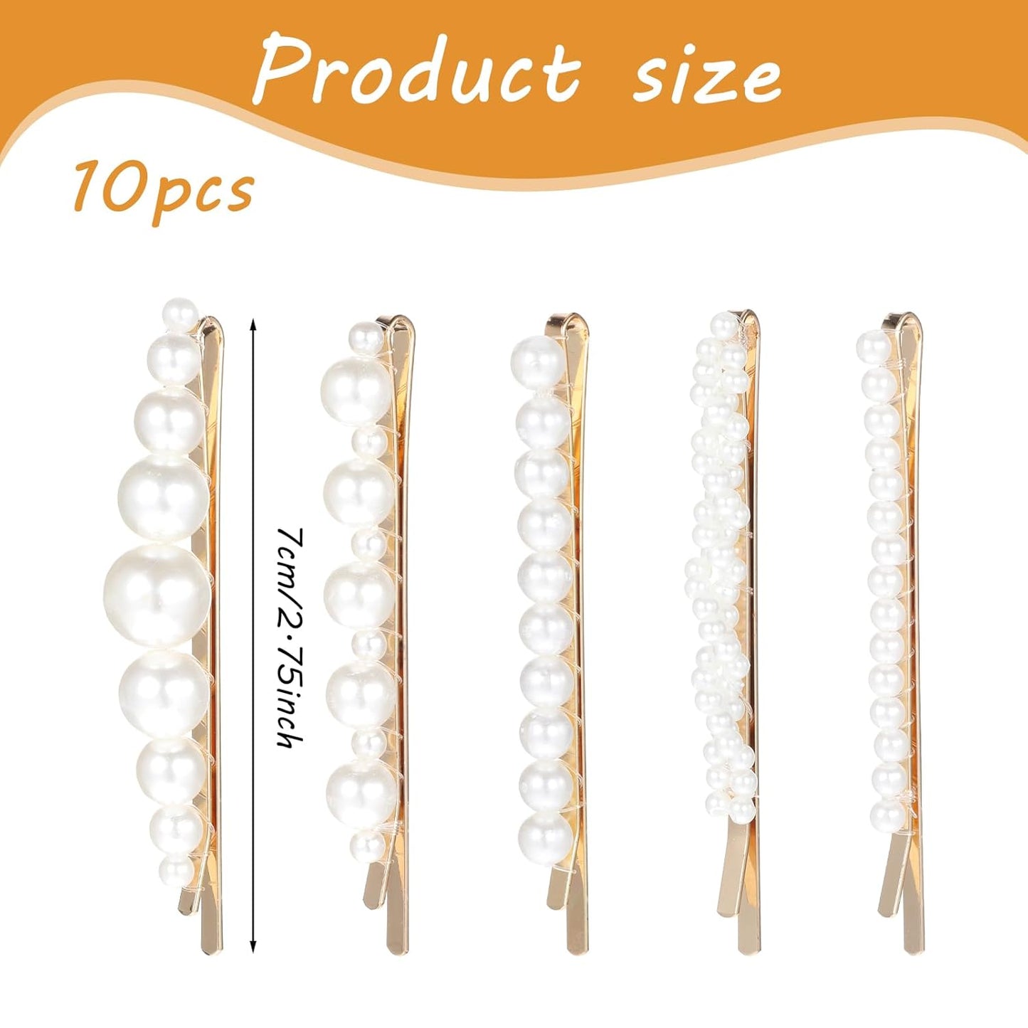 10Pcs Pearl Hair Clips, French Pearl Bobby Pins Elegant Golden Metal Pearl Hair Pins Vintage Hair Barrette for Women Girls Bridal Wedding Valentine Hair Accessories